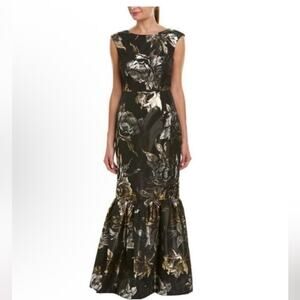 NWT Trina Turk Black Metallic Jacquard Floral Williams Dress Size 2